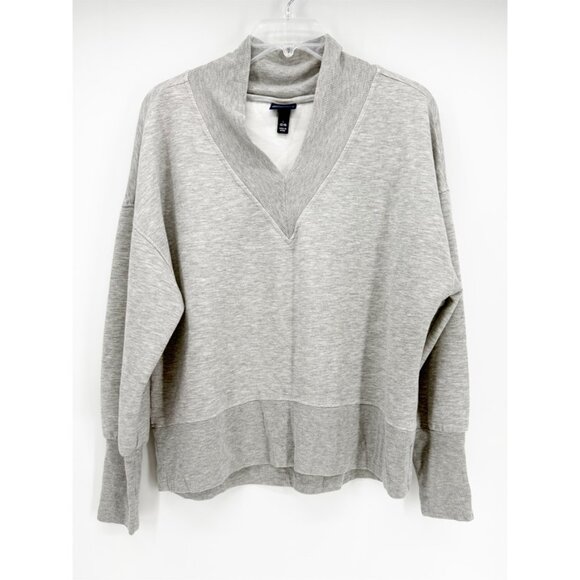 Scoop Women's Ultimate Scubaknit V Neck Sweatshirt in Heather Grey L - Picture 2 of 10